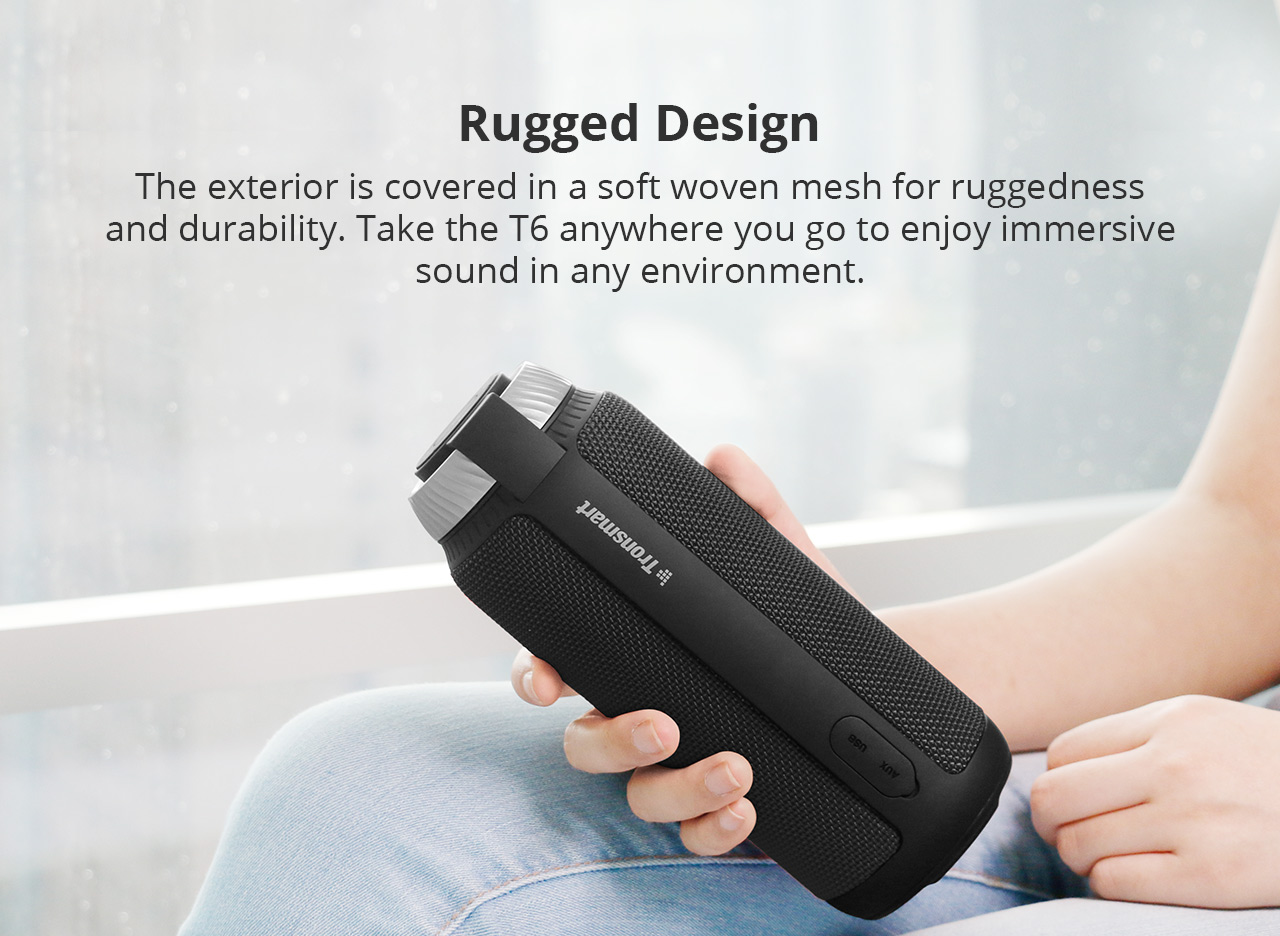 Bundle Tronsmart Element T6 25W Portable Bluetooth Speaker with 360 Degree Stereo Sound and Built-in Microphone Black + Tronsmart Element T6 Carrying Case