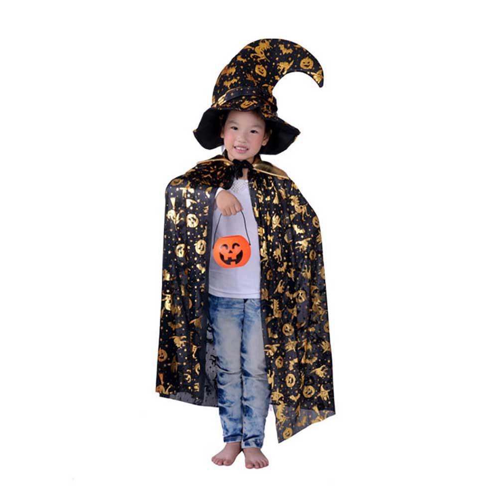 Halloween Children Costumes Gold Pumpkin Cape Cap Pumpkin Barrel