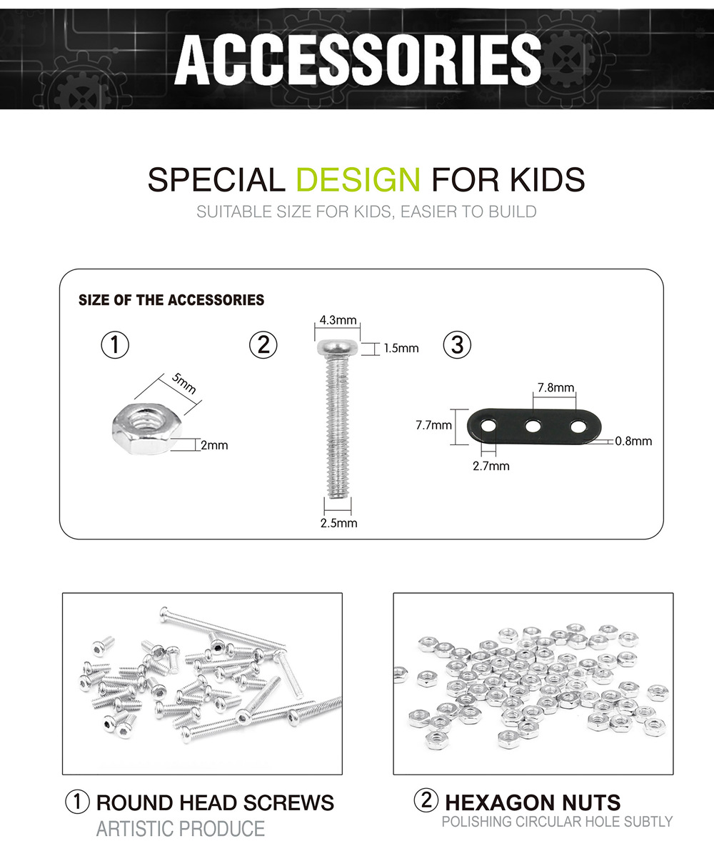 SW SW-003 188PCS DIY Stainless Steel Street Motorcycle Alloy Assembling Educational Toys