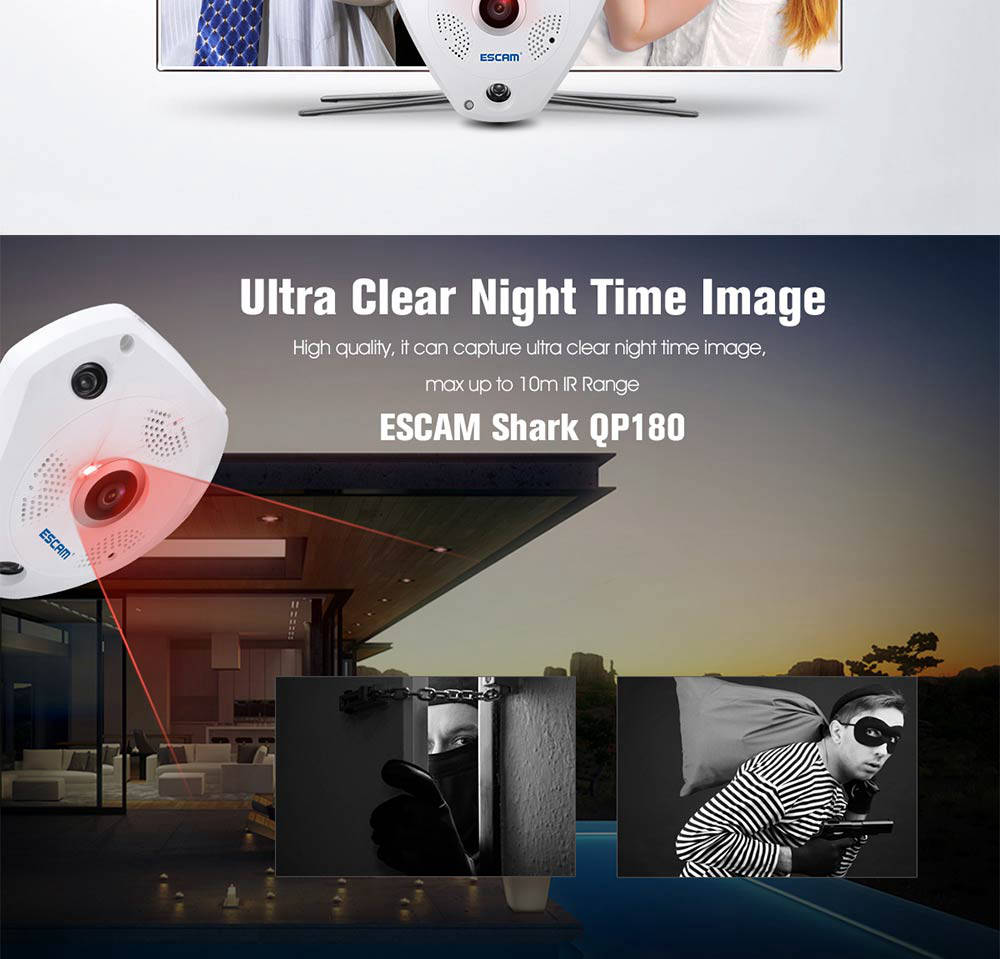 ESCAM QP180 Shark 1.3 megapixel WIFI network camera