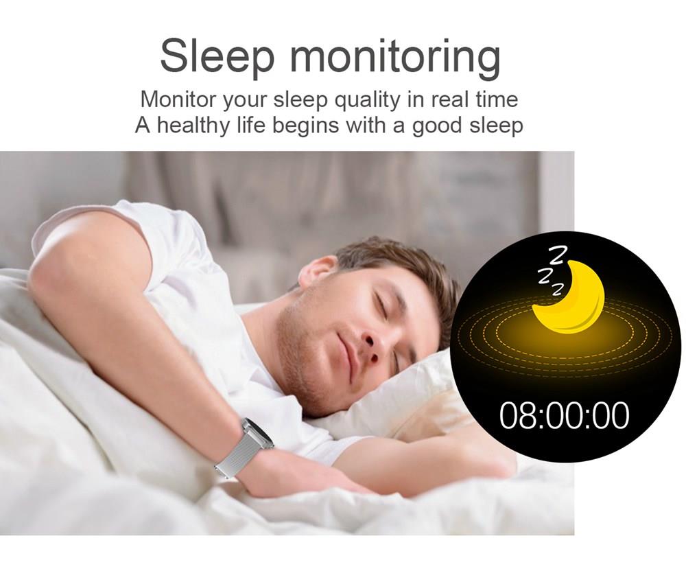 Makibes R20 Smartwatch 1.3 Inch LCD Colorful Screen Bluetooth 4.1 Heart Rate Monitor IP67 Fitness Tracker Leather Strap - Black