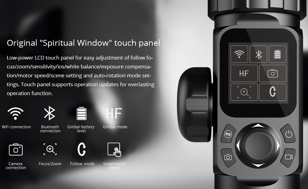 FeiyuTech AK4000 3-Axis Handheld Gimbal Stabilizer with LCD Touch Screen Max Load 4kg for Mirrorless DSLR Camera - Black