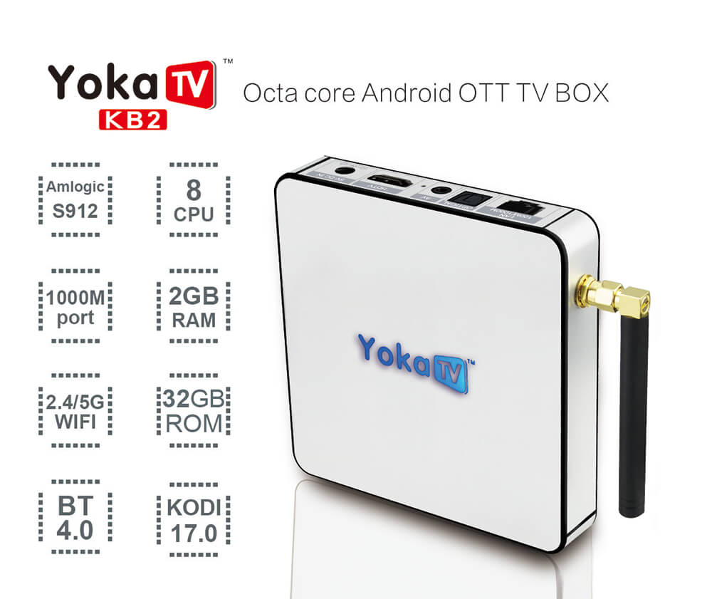 YOKATV KB2 Amlogic S912 TV BOX Android 6.0 2G/32G 802.11AC WIFI Bluetooth 1000M LAN KODI OTA