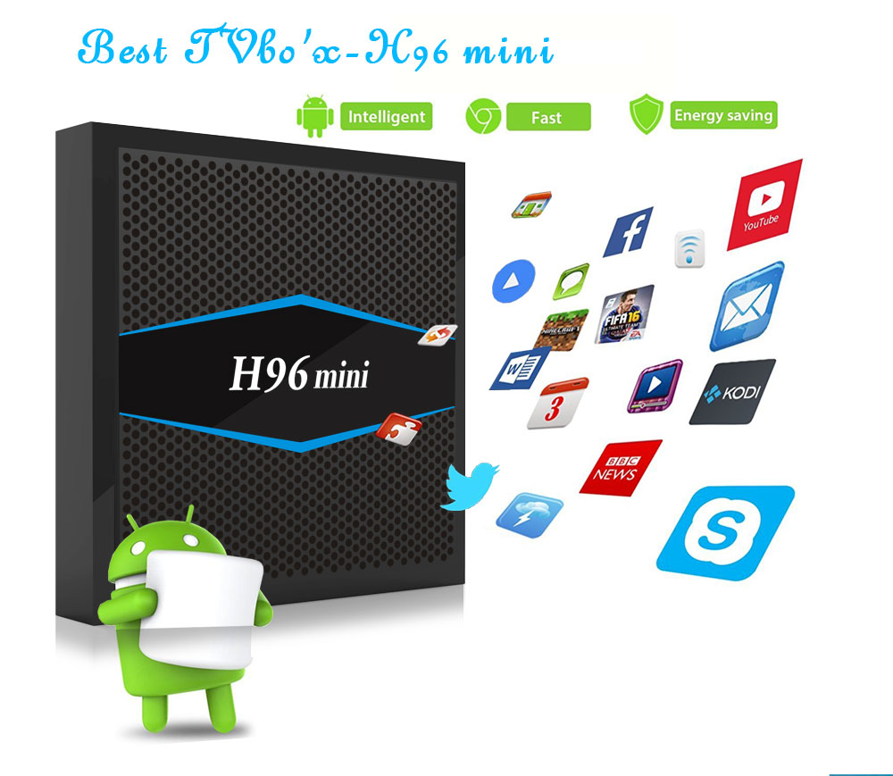 H96 Mini Amlogic S905W 2GB/16GB KODI 17.6 Android 7.1.2 TV BOX 2.4G/5G Dual Band WIFI Bluetooth LAN HDMI