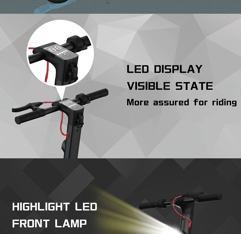 Rcharlance 365 Folding Electric Scooter 6Ah Max 25km/h 8.5 Inch Tire LCD Display Screen - Black