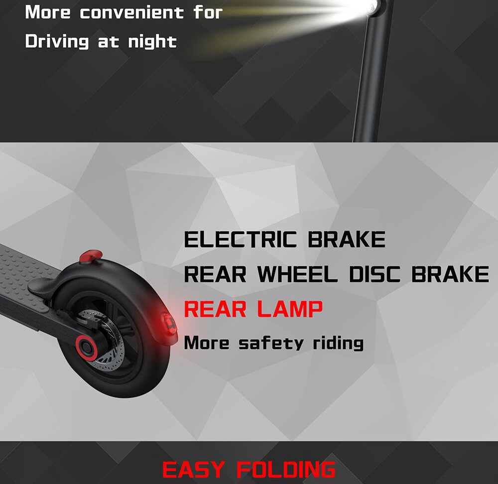 Rcharlance 365 Folding Electric Scooter 6Ah Max 25km/h 8.5 Inch Tire LCD Display Screen - Black