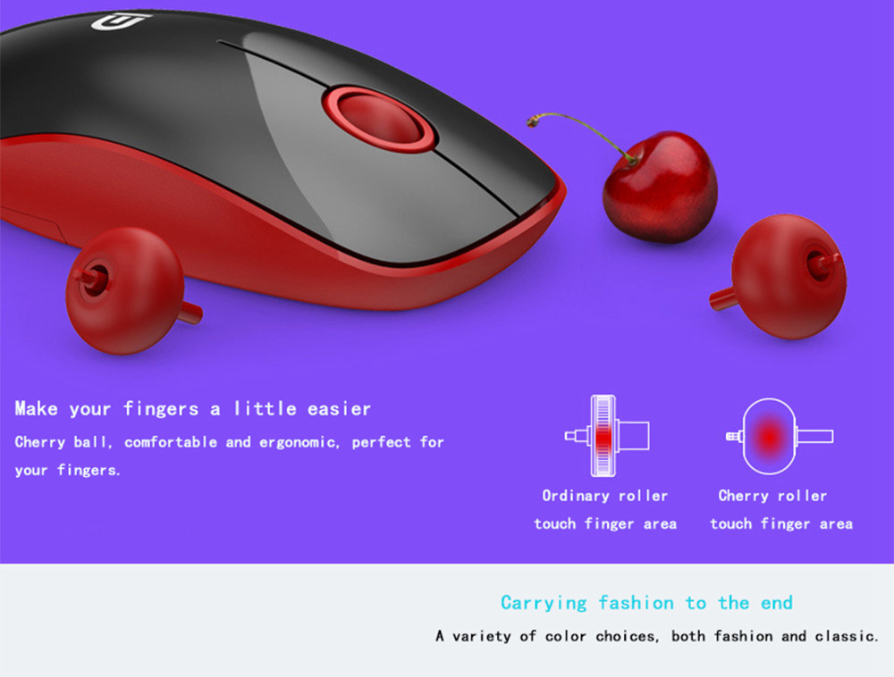FD 1500 Portable Wireless Keyboard Mouse Combos 1500DPI 79 Keys - Black + Red