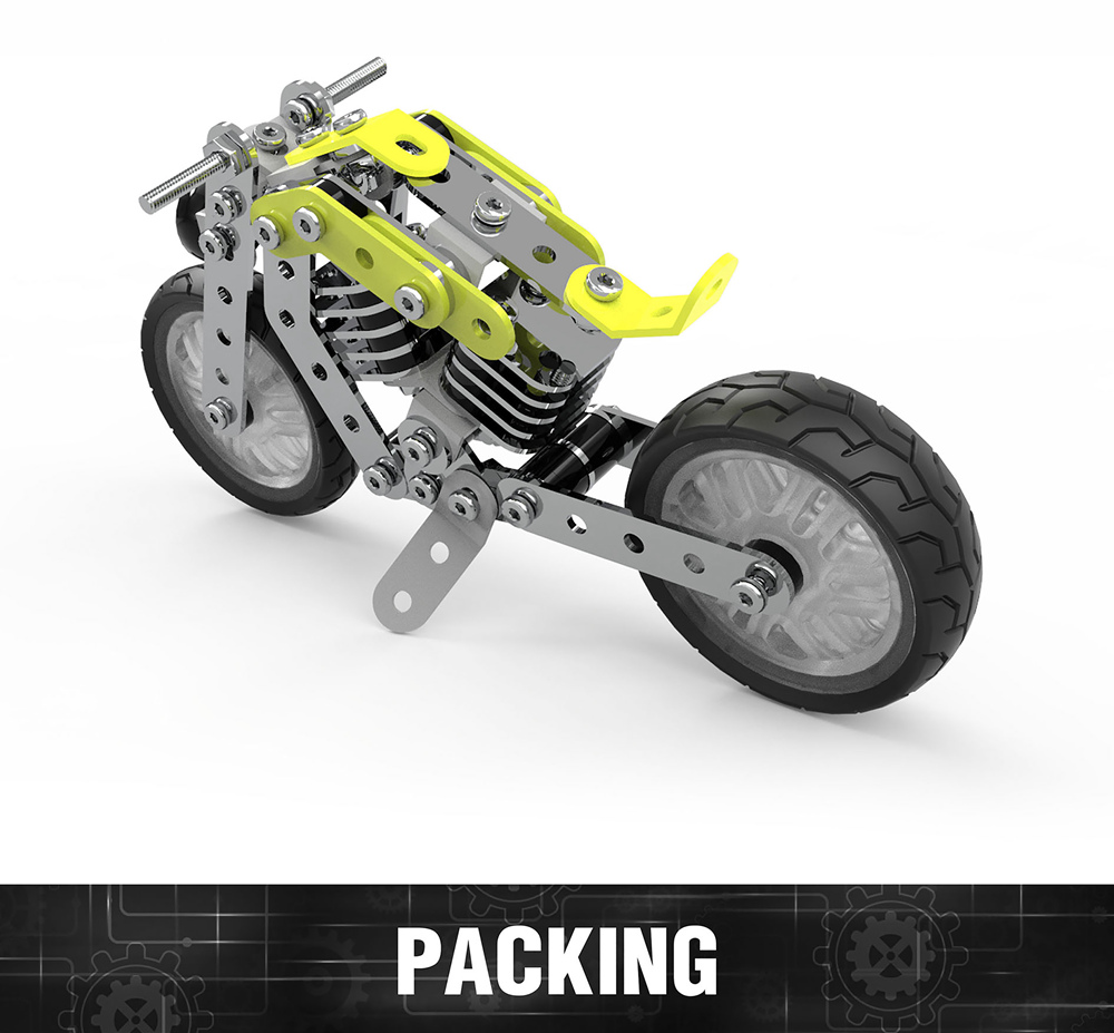 SW SW-002 158PCS DIY Stainless Steel Halley Motorcycle Alloy Assembling Educational Toys