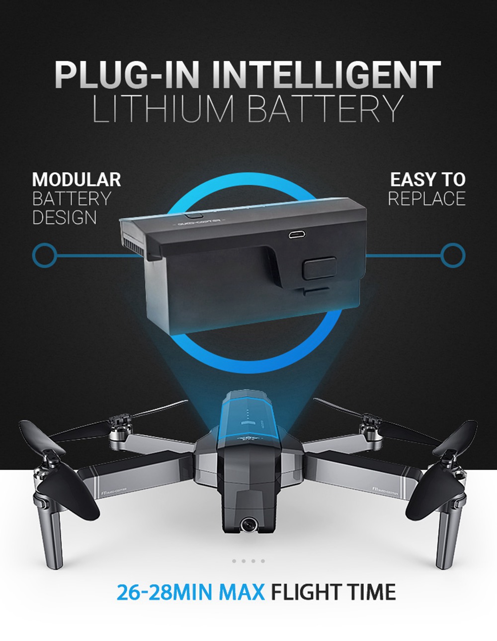 SJRC F11 PRO 2.7K GPS 5G WIFI FPV Foldable RC Drone With Adjustable Camera 28mins Flight Time RTF - Three Batteries