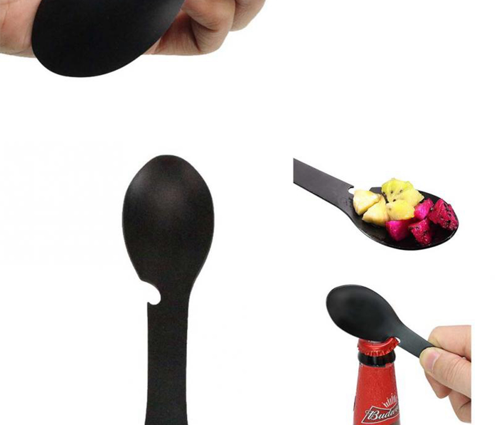 Outdoor Multifunctional Camping Equipment Stainless Steel Tableware - Black