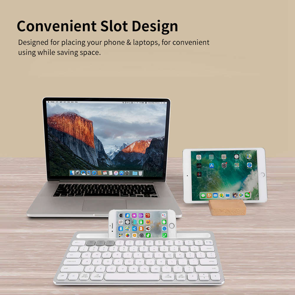 FD ik8500 Portable Wireless Bluetooth Keyboard Ultra Slim Mute Metal Panel 78 Keys - Black