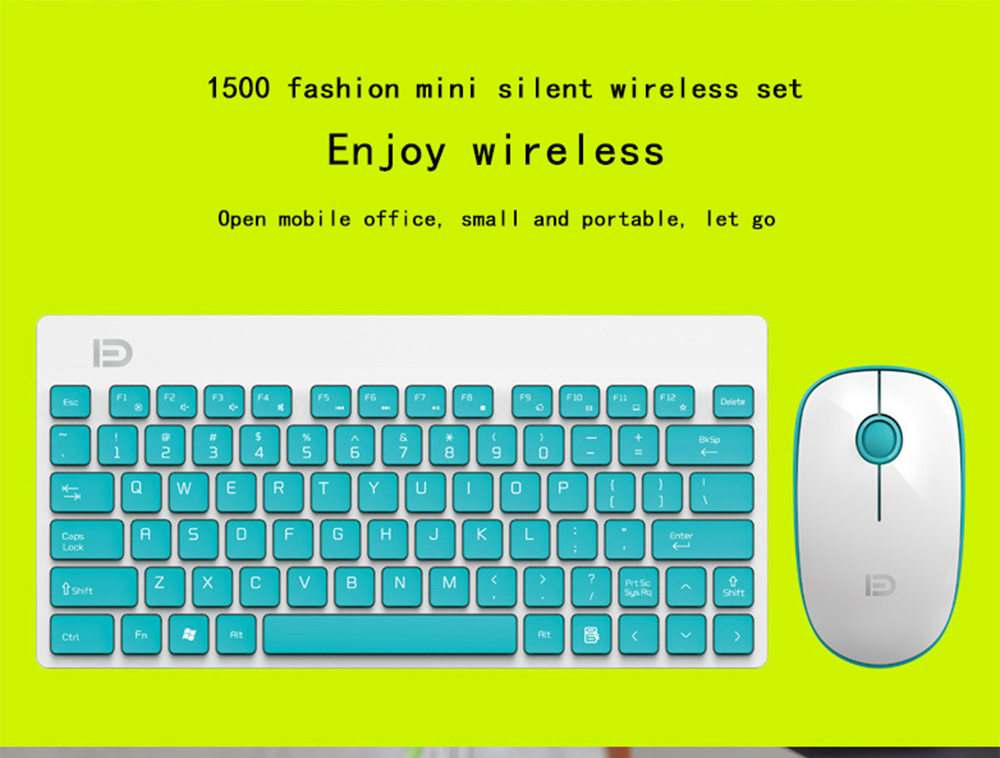 FD 1500 Portable Wireless Keyboard Mouse Combos 1500DPI 79 Keys - Black + Red