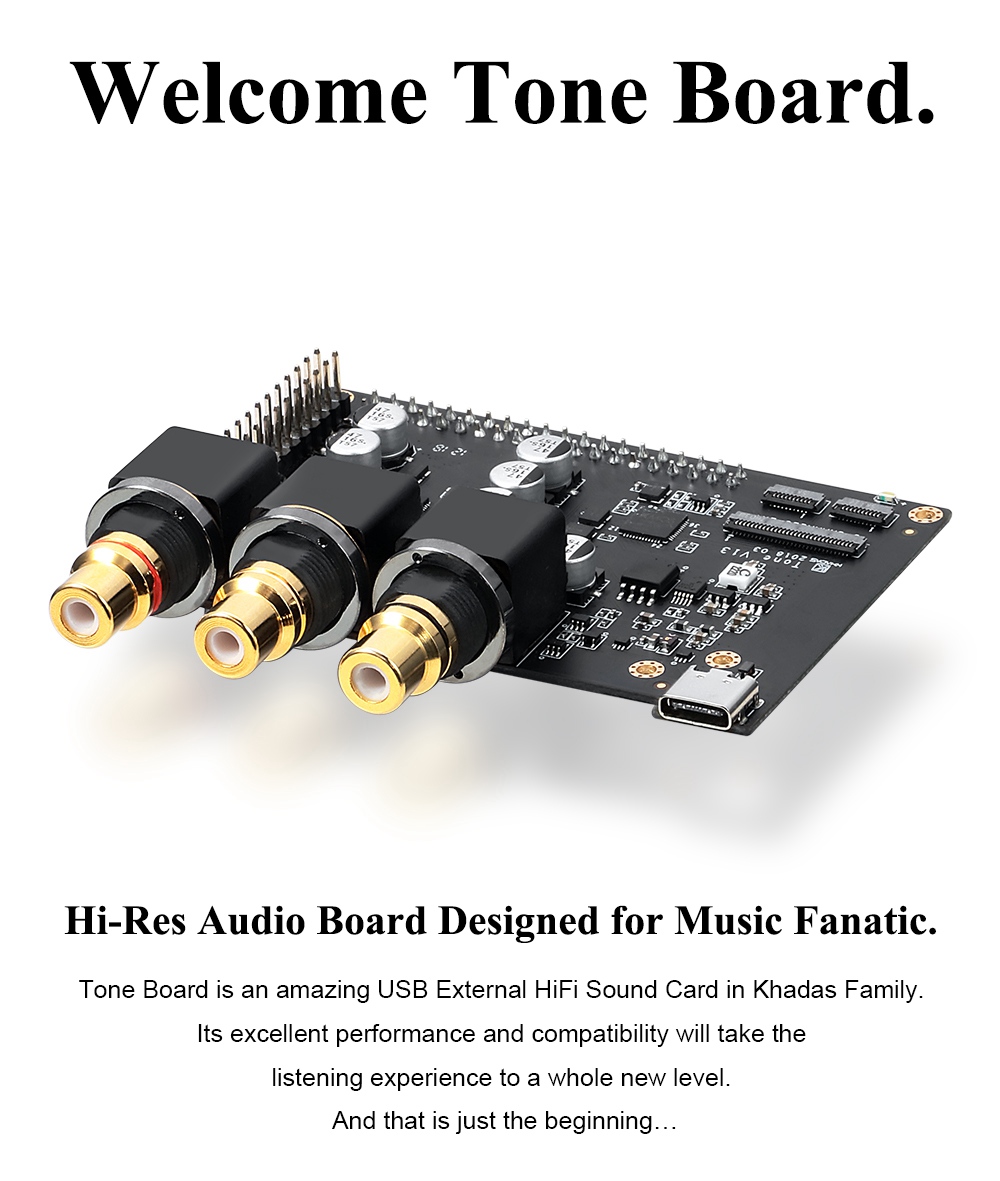 Khadas Tone Board VIMs Edition Hi-Res Audio XMOS ES9038Q2M DAC DSD256 384KHz 32 Bit Stereo Mobile Audio DAC