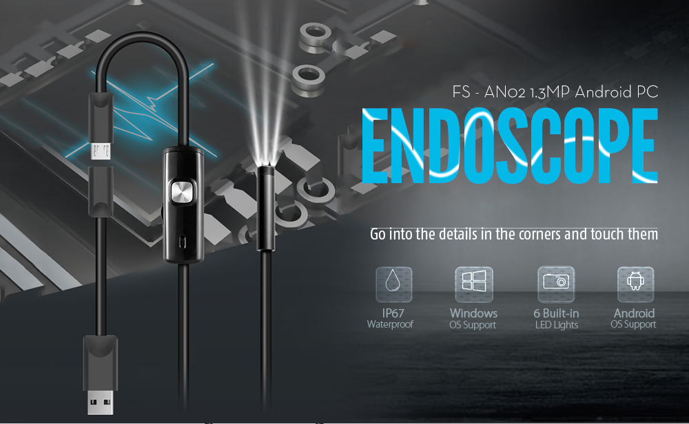 3.5M 7mm Endoscope Camera 640*480 Phones/1280*720 PC for Android