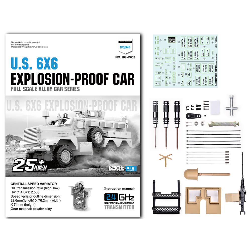 HG P602 Light Sound Function Version 1/12 2.4G 16CH 6WD 25km/h U.S.6X6 Explosion Proof Vehicle Truck RC Car