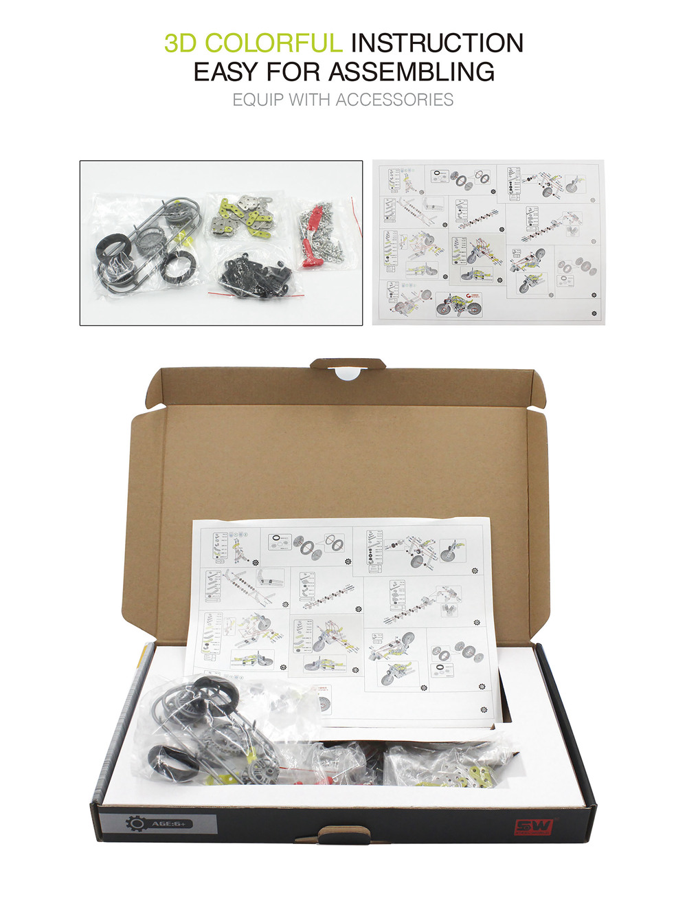 SW SW-002 158PCS DIY Stainless Steel Halley Motorcycle Alloy Assembling Educational Toys