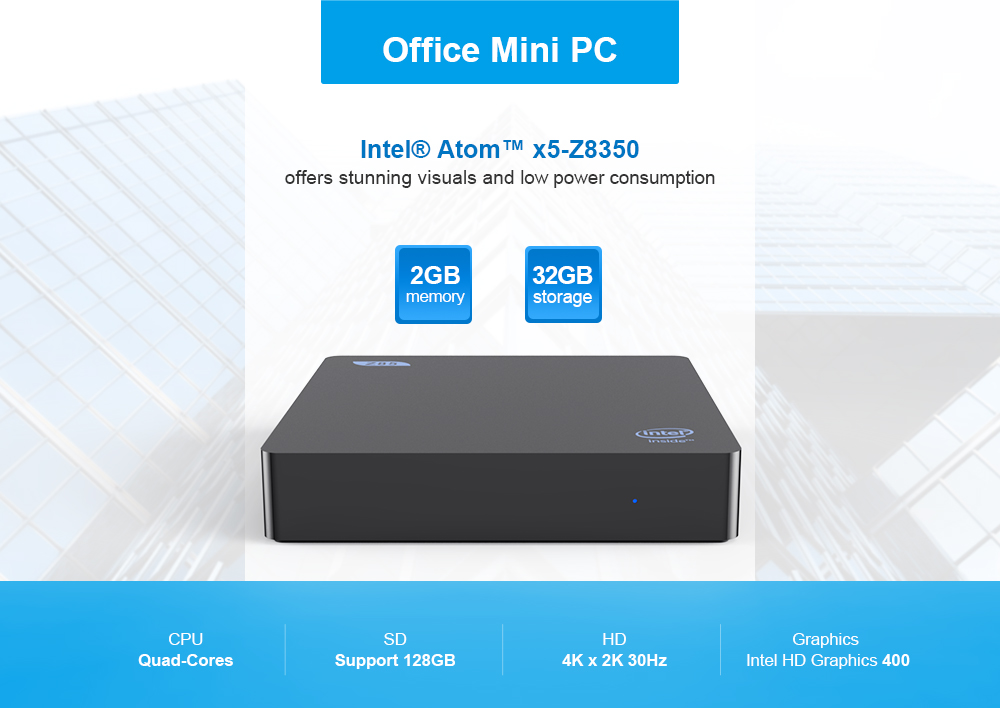 Z85 MINI PC intel z8350 2G/32G 2.4G/5G WIFI Bluetooth Gigabit LAN USB3.0 HDMI+VGA