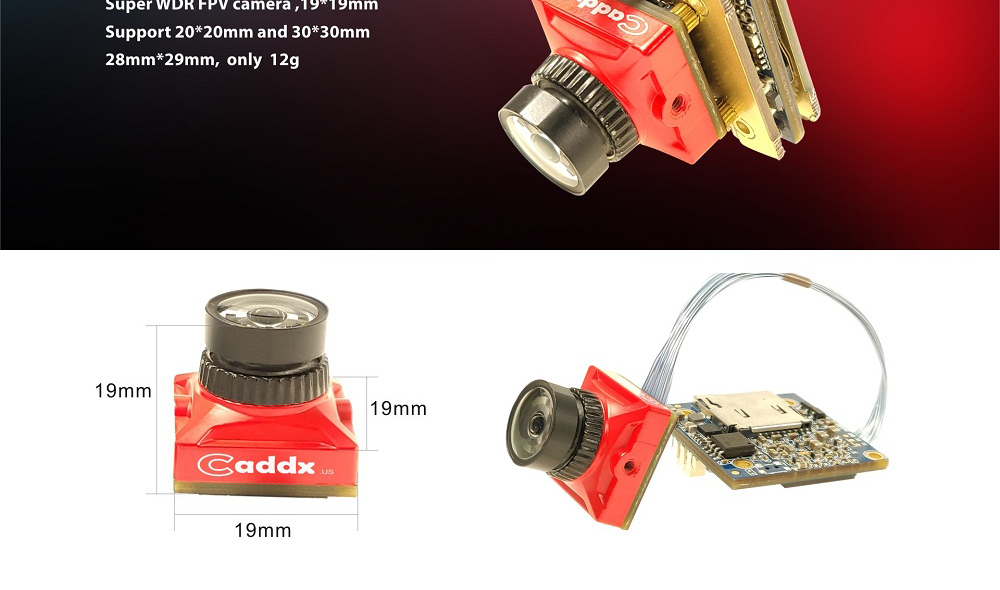 Caddx Turtle Super WDR DVR OSD Mini FPV Camera FOV 145 Degree 1/2.7" CMOS Sensor 16:9 N/P Switchable - Red