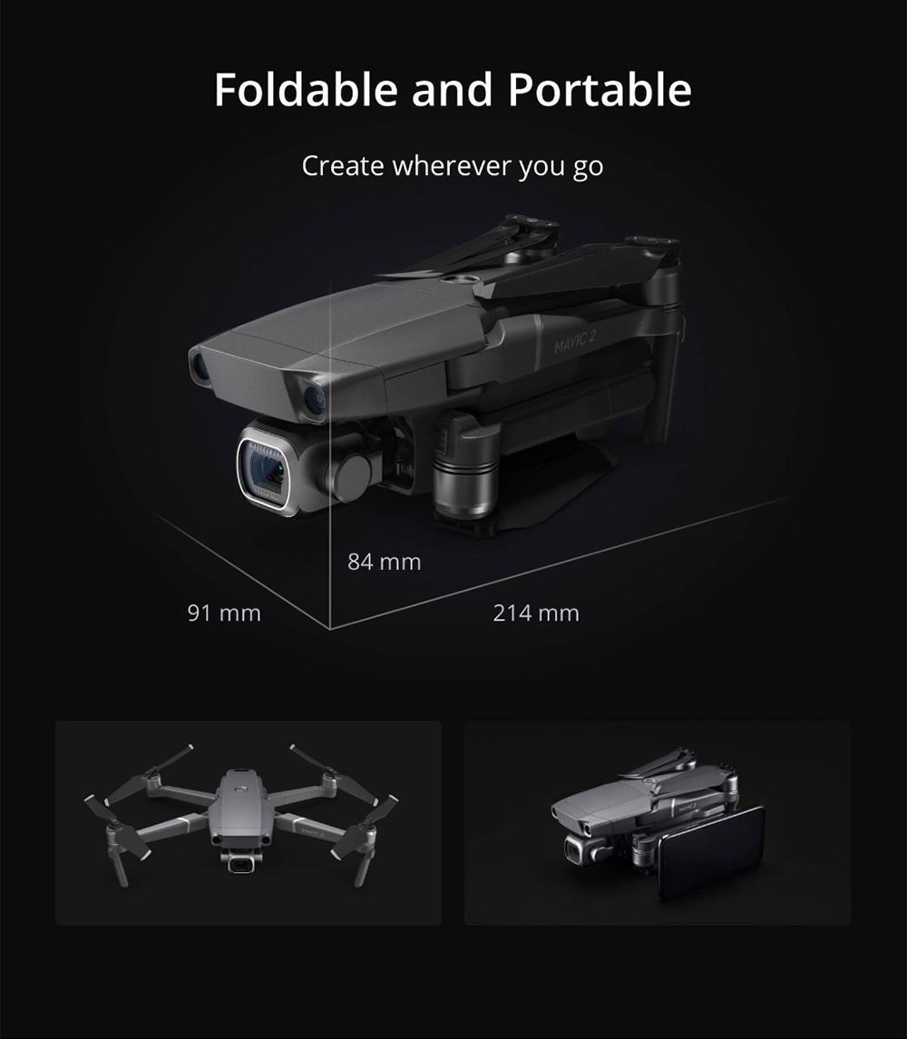 DJI Mavic 2 Zoom 3-Axis Gimbal Camera 1/2.3" CMOS Sensor 2x Optical Zoom 48MP Super Resolution Photo Foldable RC Drone