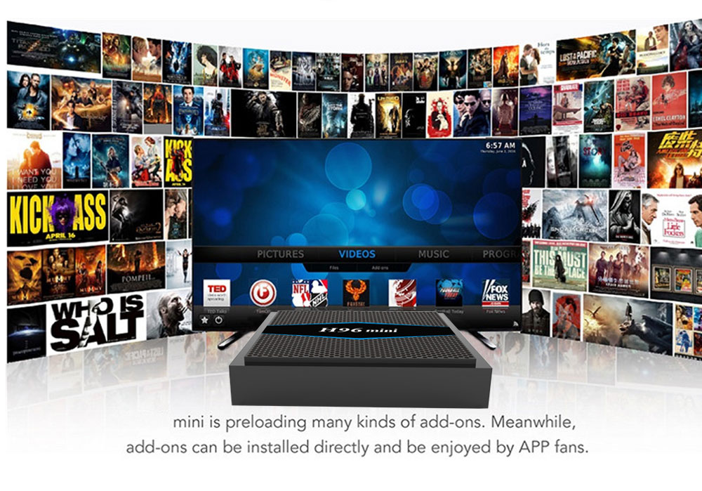 H96 Mini Amlogic S905W 2GB/16GB KODI 17.6 Android 7.1.2 TV BOX 2.4G/5G Dual Band WIFI Bluetooth LAN HDMI