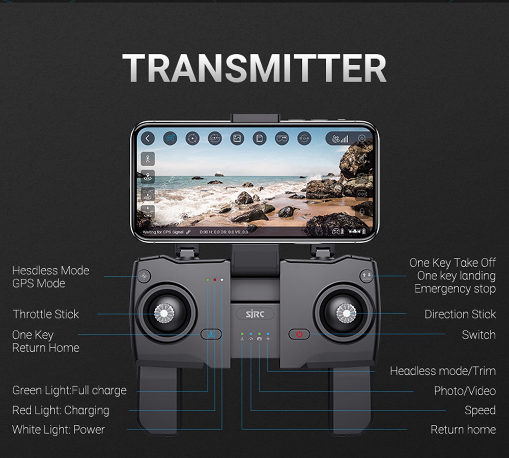 SJRC F11 PRO 2.7K GPS 5G WIFI FPV Foldable RC Drone With Adjustable Camera 28mins Flight Time RTF - Three Batteries