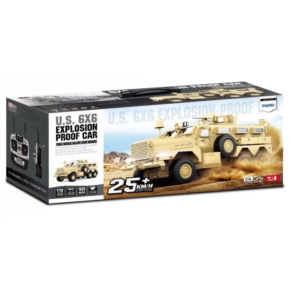 HG P602 Light Sound Function Version 1/12 2.4G 16CH 6WD 25km/h U.S.6X6 Explosion Proof Vehicle Truck RC Car