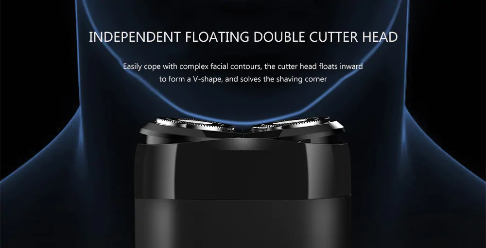 Xiaomi Mijia Double Cutter Head Electric Shaver IPX7 Waterproof Silent Motor - Black