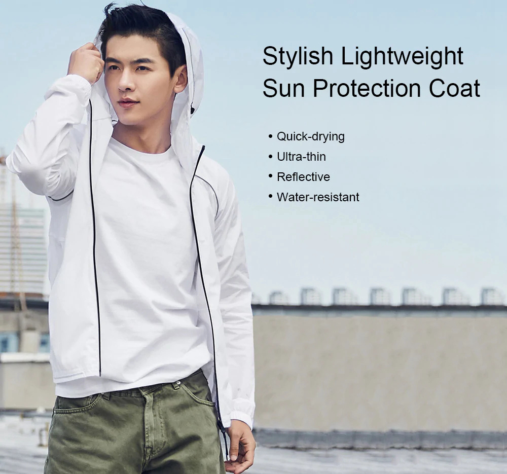 Xiaomi ULEEMARK Sun Protection Clothing Quick Drying Anti-UV Long Sleeve Ultra-thin Sunproof Breathable Coat Size 2XL- Black