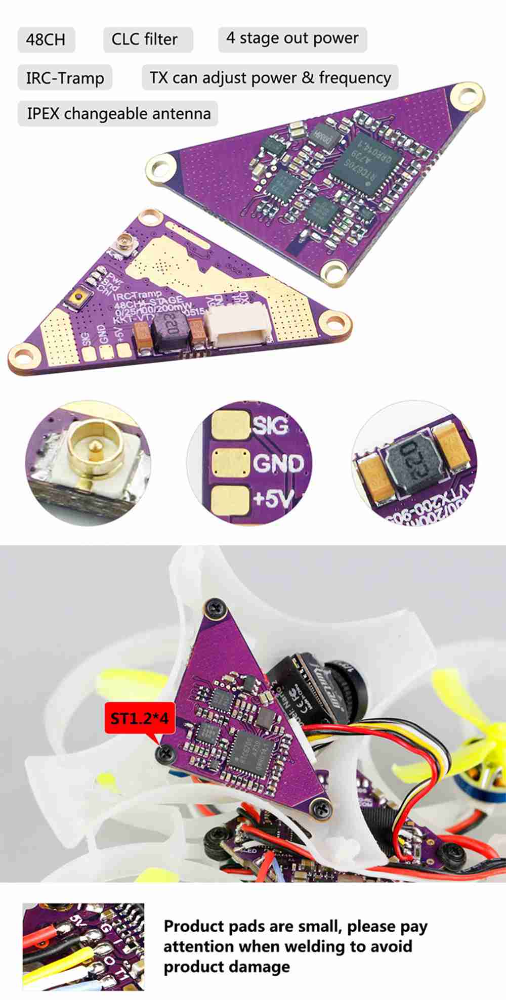 LDARC F411E12A F4 OSD Flight Controller AIO 5V/1.5A BEC & 12A 2-4S ESC For Beta85X Mobula7 Cinewhoop FPV Racing Drone