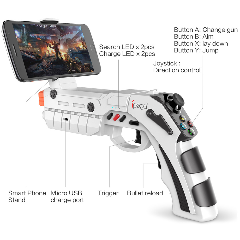 iPEGA PG-9082 Joystick AR Gun Bluetooth Game Controller for 4-6inch Android Mobile phone - White