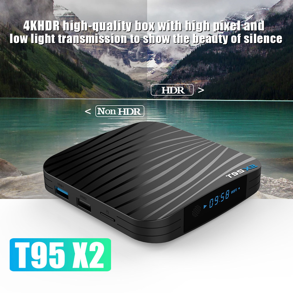 T95X2 Amlogic S905X2 Android 8.1 4GB DDR4 32GB eMMC 4K TV Box LED Display WiFi LAN USB3.0