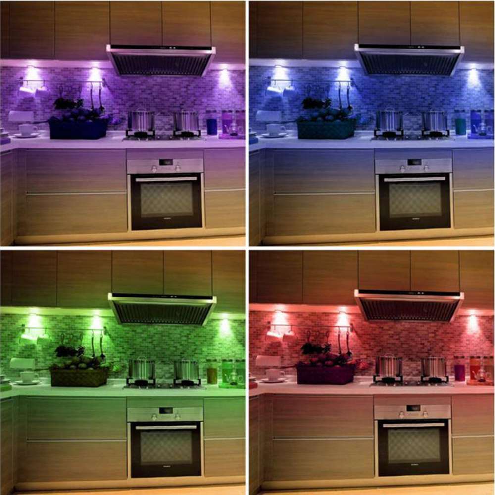 3PCS LED Night Light RGB 13 Colors Dimming Remote Control Touch Sensor Kitchen Closet - White