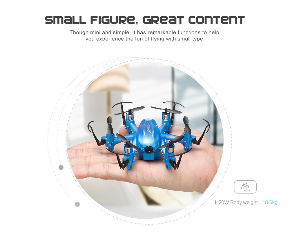 JJRC H20W WIFI FPV 2.0MP 720P HD Camera 3D Flip CF Mode 2.4G 6Axis Hexacopter VR Goggles Compatible with LED Light RTF - Blue