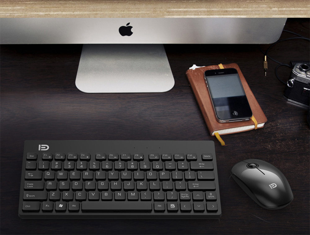 FD 1500 Portable Wireless Keyboard Mouse Combos 1500DPI 79 Keys - Black