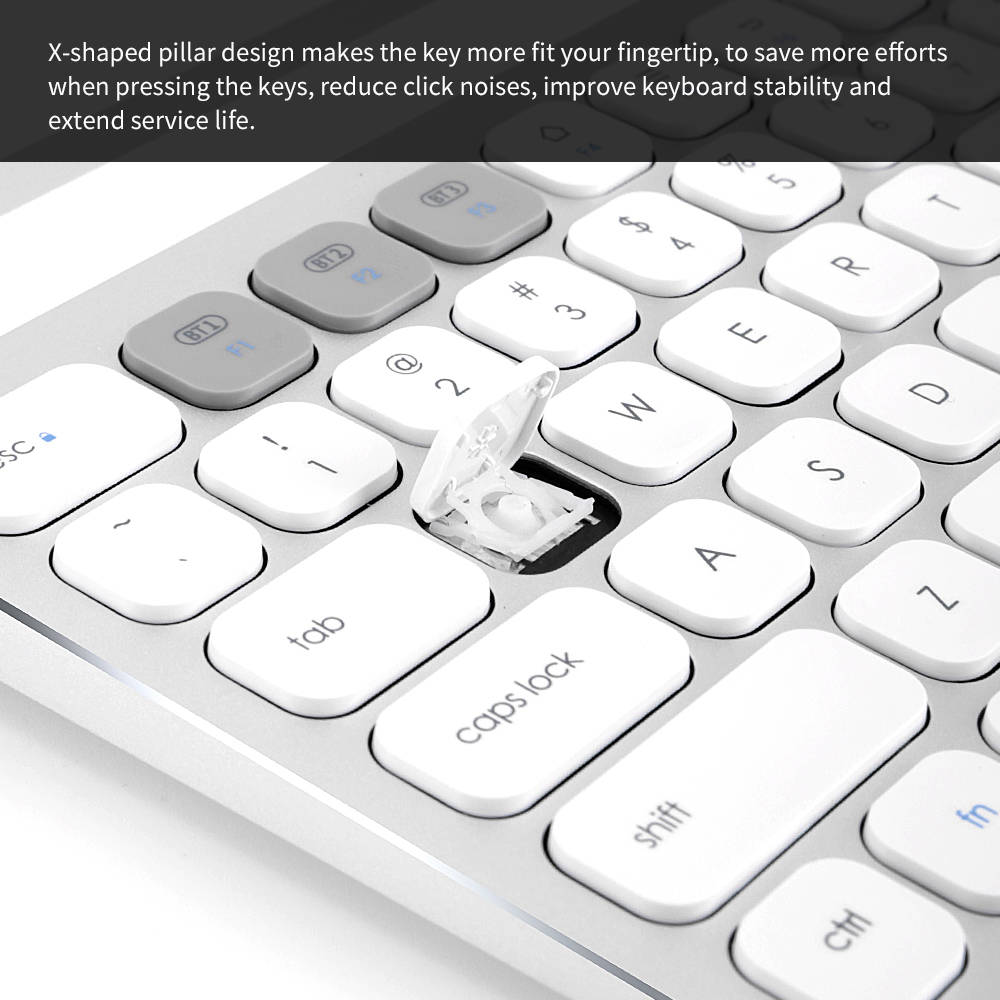 FD ik8500 Portable Wireless Bluetooth Keyboard Ultra Slim Mute Metal Panel 78 Keys - Black