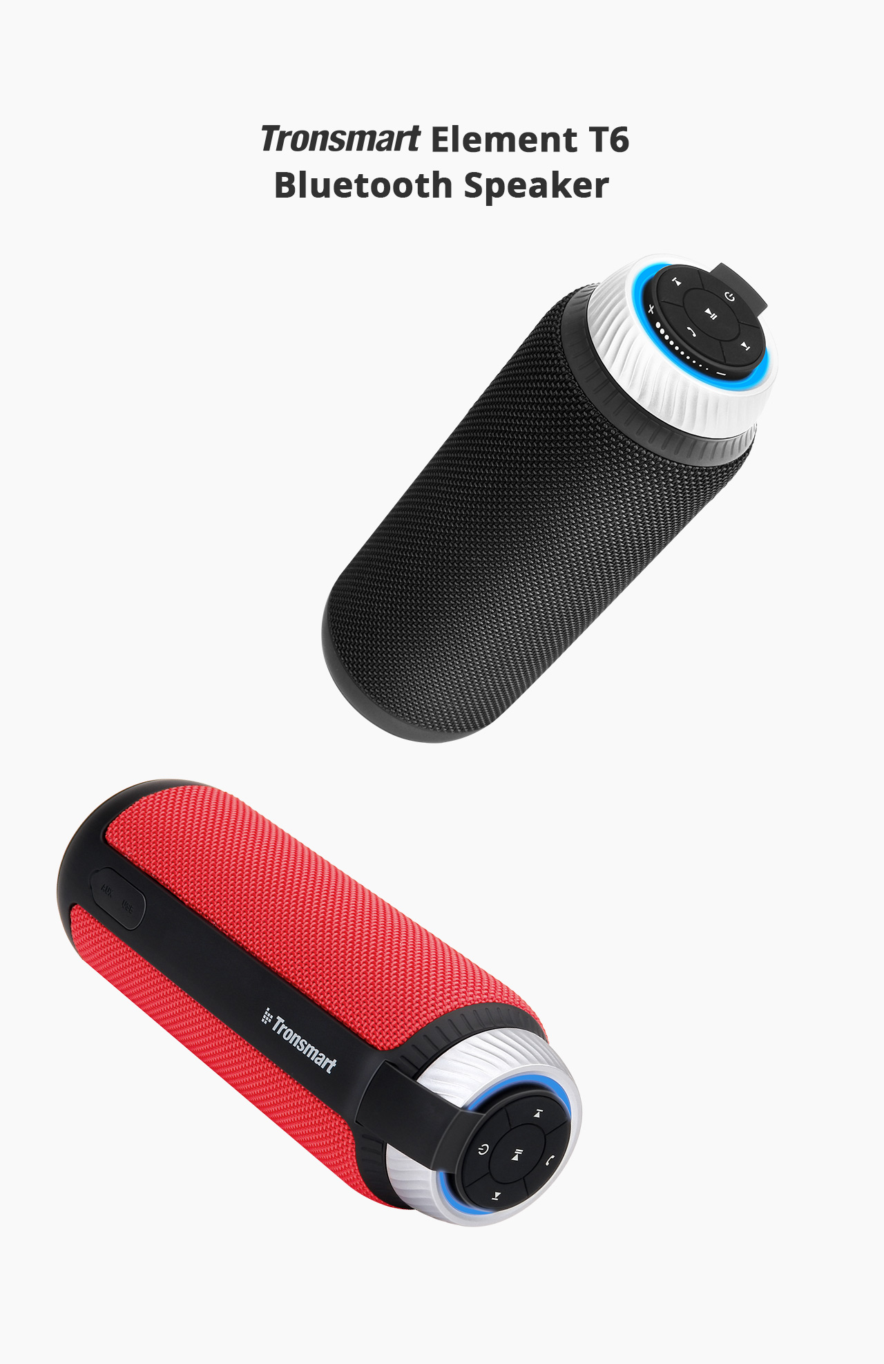 [Poland Stock]Tronsmart Element T6 25W Portable Bluetooth Speaker with 360 Degree Stereo Sound and Built-in Microphone - Red