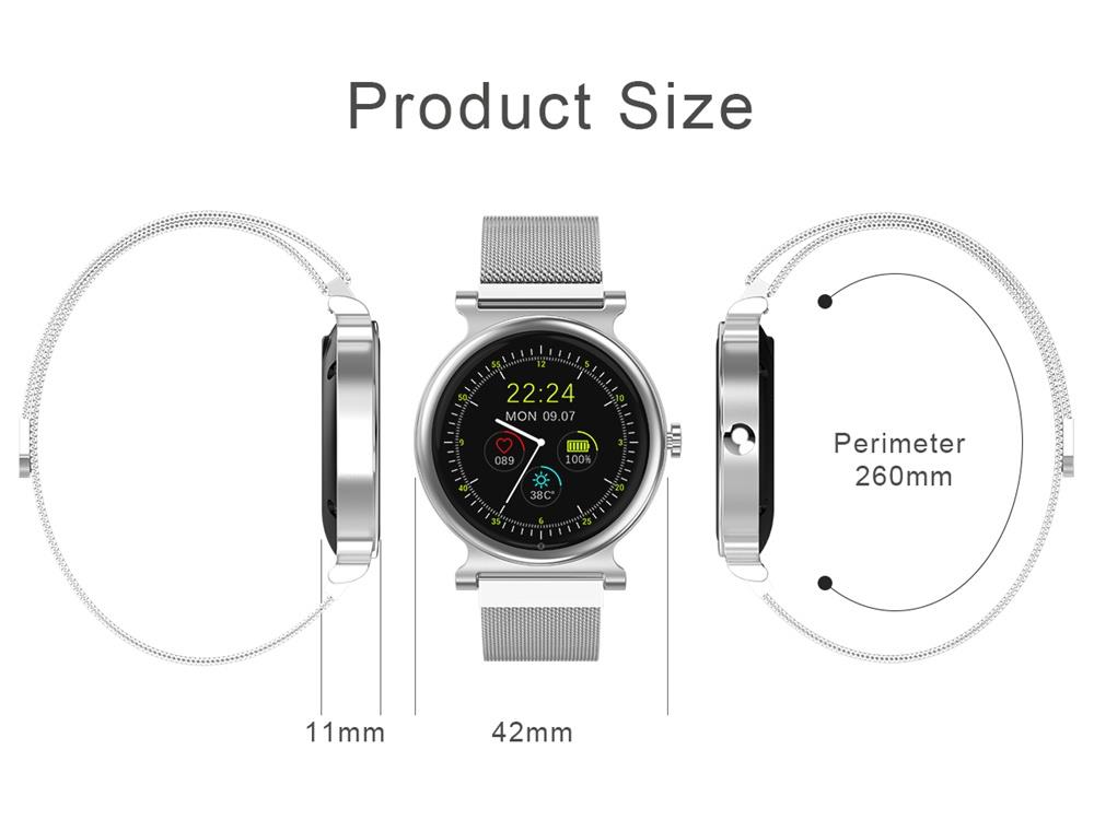 Makibes R20 Smartwatch 1.3 Inch LCD Colorful Screen Bluetooth 4.1 Heart Rate Monitor IP67 Fitness Tracker Leather Strap - Black