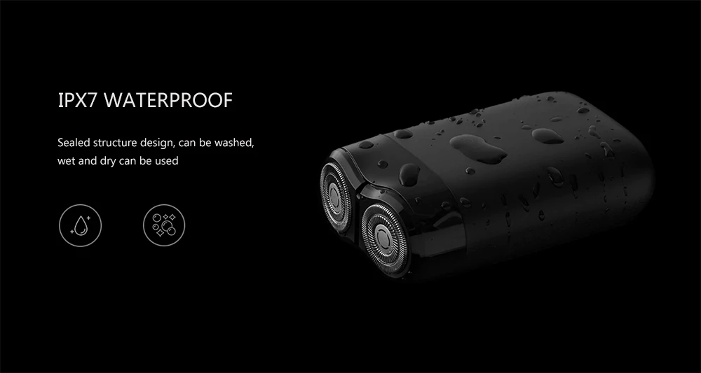 Xiaomi Mijia Double Cutter Head Electric Shaver IPX7 Waterproof Silent Motor - Black