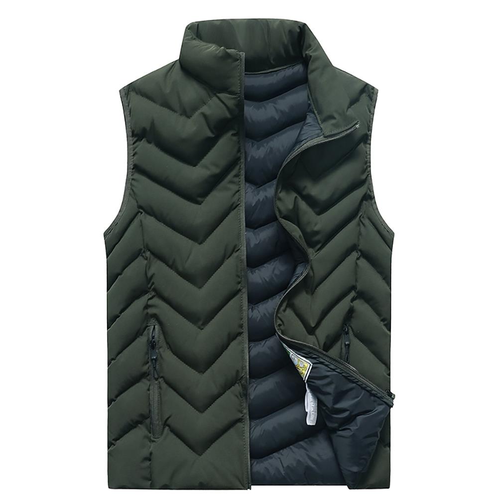 Men Winter Thick Stand Collar Waistcoat Size 3XL Army Green