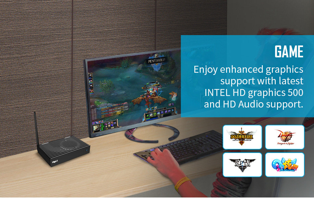 [HK Stock]MELE PCG35 Apo Licensed Windows 10 4GB/32GB Fanless Desktop Mini PC Intel Apollo Lake J3455 4K HDMI VGA M.2 SSD 2.5" HDD 802.11ac WiFi Gigabit LAN Bluetooth USB3.0 Type-C
