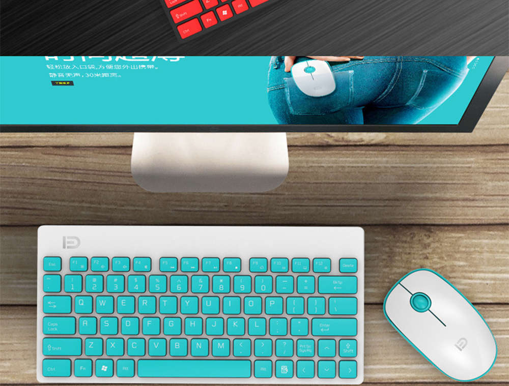 FD 1500 Portable Wireless Keyboard Mouse Combos 1500DPI 79 Keys - Black