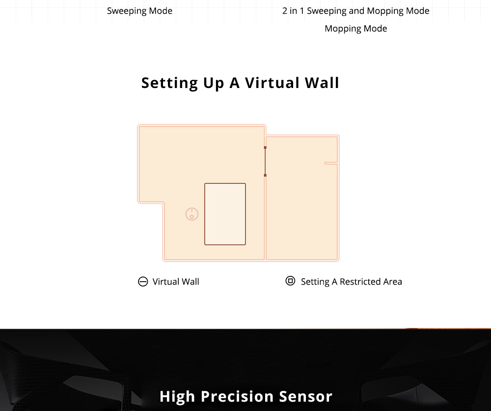 Xiaomi MI Home Robot Vacuum Cleaner LDS Version 2100pa Intelligent Electric Control Water Tank Three Cleaning Modes - Black