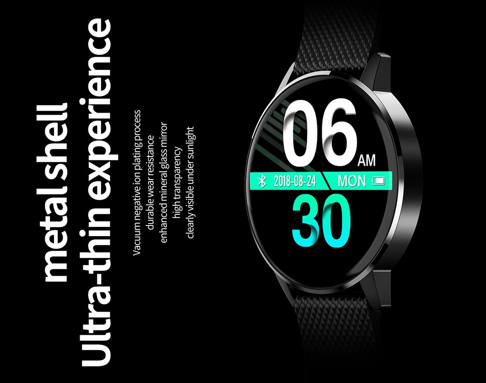 MAKIBES T4 Smart Watch 1.22 Inch Blood Pressure Heart Rate Monitor Fitness Tracker Silicone Strap - Black