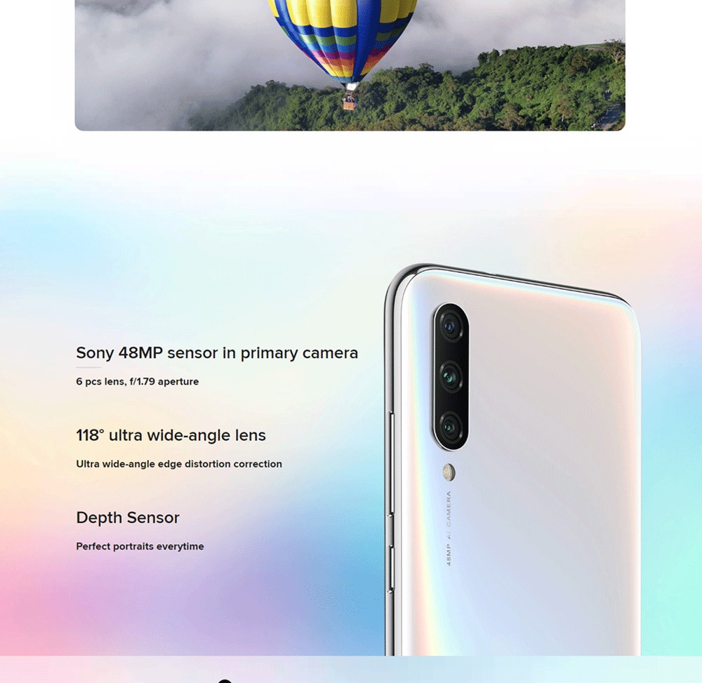 Xiaomi Mi A3 6.088 Inch HD+Screen 4G LTE Smartphone Snapdragon 665 4GB 128GB 48.0MP+8.0MP+2.0MP Three Rear cameras Android One Global Version - Grey