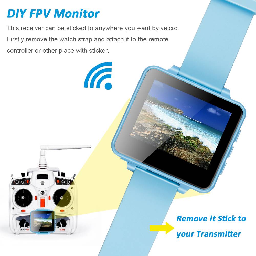 Boscam FPV200 DVR 5.8G 48CH 2.6inch DIY FPV Monitor w/Raceband Wearable Watch Built-in OSD For FPV Racing Drone - Blue