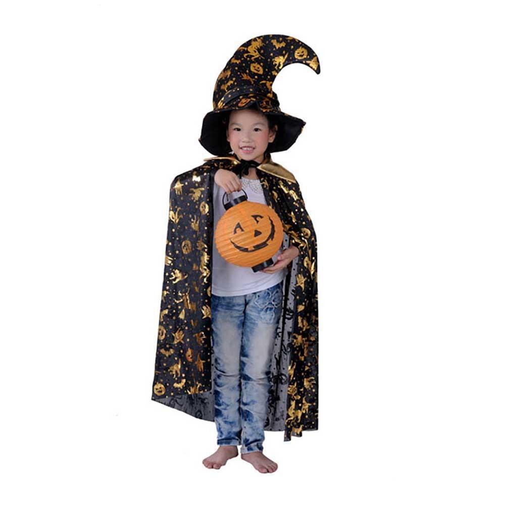 Halloween Children Perform Costumes Pumpkin Cape Cap Paper Lantern