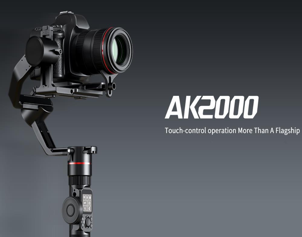 FeiyuTech AK2000 3-Axis Σταθεροποιητής χειροκίνητης χειρολαβής χωρίς άξονα με οθόνη LCD αφής για φωτογραφική μηχανή DSLR Mirrorless - Μαύρο