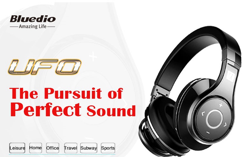 Bluedio UFO Bluetooth Headphones with Mic 3D Bass 8 Drivers HiFi - White