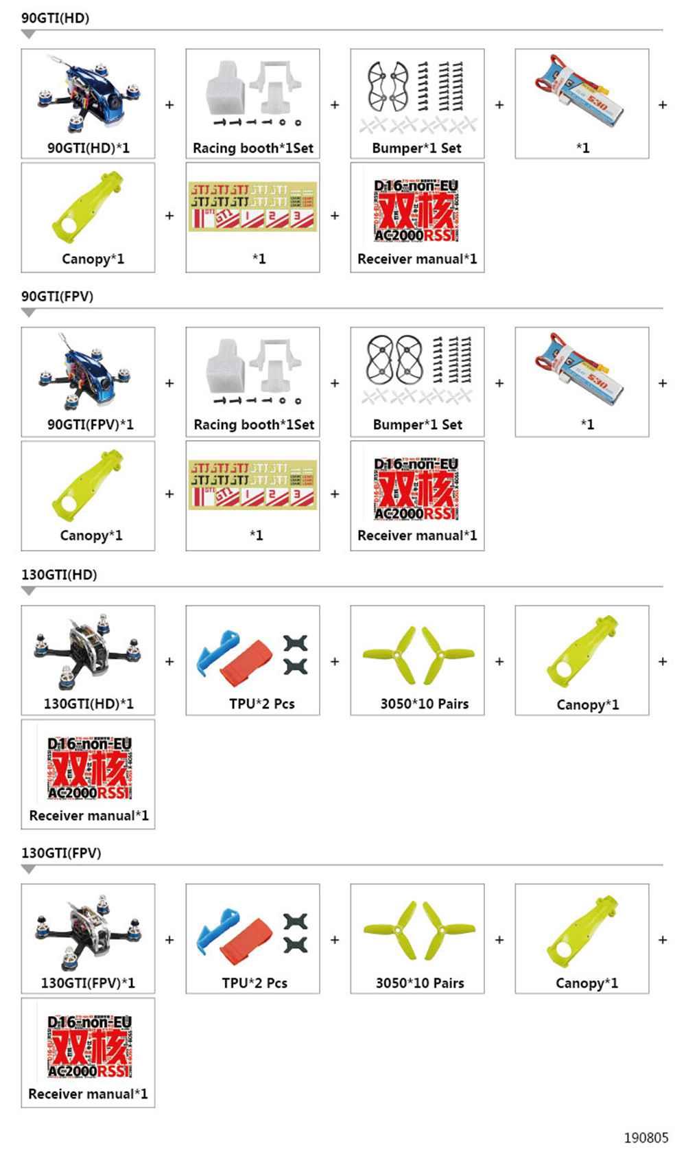 LDARC 90GTI FPV 98mm 3S FPV Racing Drone With F411 OSD 20A 5.8G 48CH 200mW VTX C1200 1200TVL Camera PNP