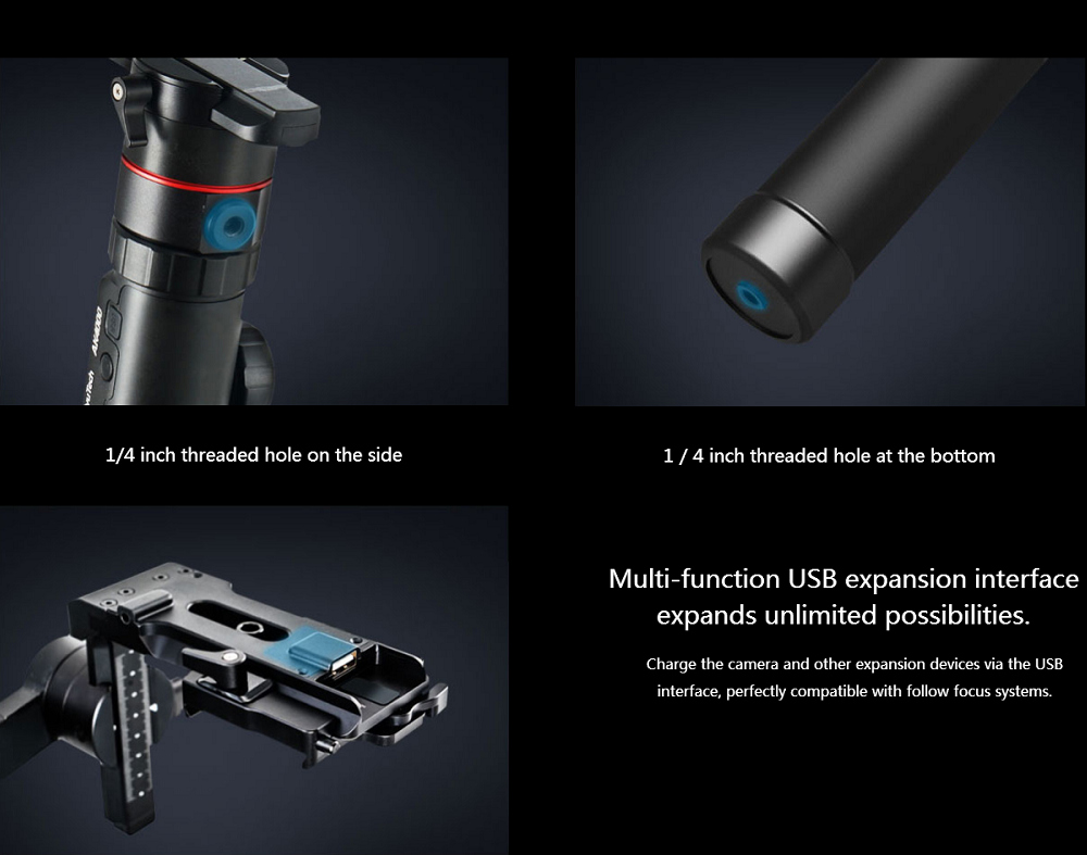 FeiyuTech AK4000 3-Axis Handheld Gimbal Stabilizer with LCD Touch Screen Max Load 4kg for Mirrorless DSLR Camera - Black